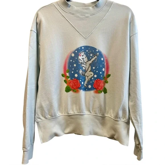 BOYS LIE SPACE CADET Cupid Light BLUE Pullover Sweatshirt Cotton Small / Medium - Picture 2 of 6